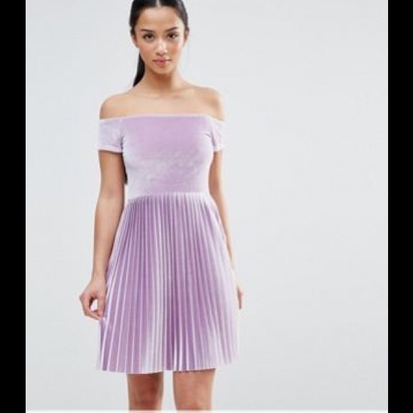 ASOS Petite Dresses & Skirts - ASOS petite purple pleated off shoulder dress BNWT